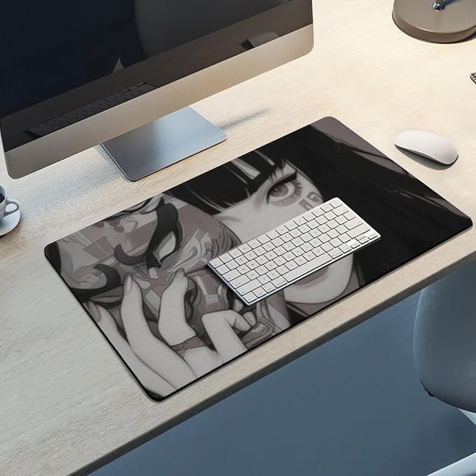 Large Mouse Pad Gaming Mousepad Female Samurai Anime Girl Cool Retro Japanese Big Computer Desk Mat Desk Pad for Keyboard and Mouse Mat Non-Slip Base 40X75cm, Style