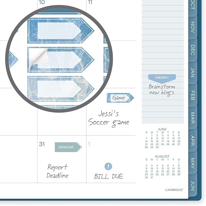 Cambridge Planner 2026-2027 Weekly & Monthly Academic 12-Month July-June, 8-1/2" x 11", Oceana (1799-905A)