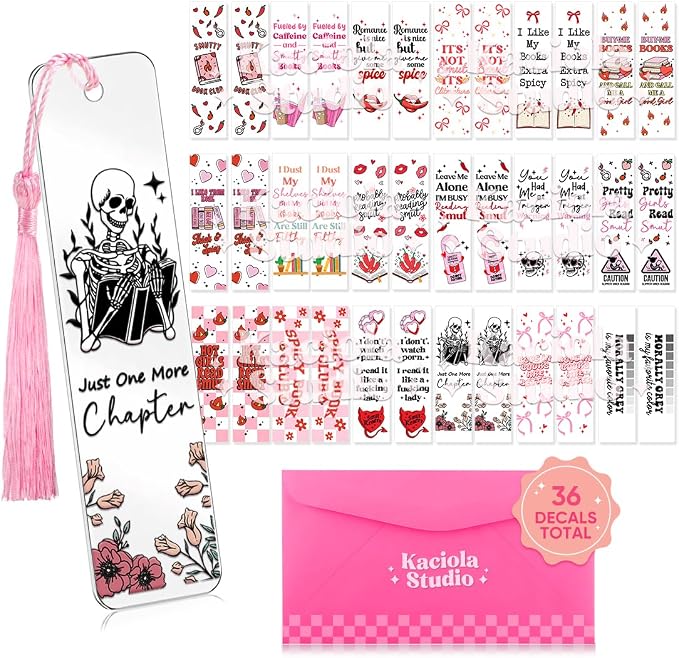 Kaciola 36 Sheets Smutty Theme UV DTF Bookmark Wraps, Acrylic Bookmark Blanks UV DTF Stickers, Rub on Transfers for Book Lover DIY (Blank Bookmarks Not Included)