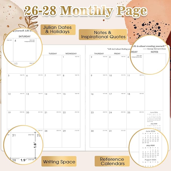 2026-2028 Monthly Planner - Jul. 2026 - Jun. 2028, Large 11'' x 8.5'', 2 Year Monthly Calendar 2026-2028, 24 Months Planner, Inner Pocket, Elastic Closure