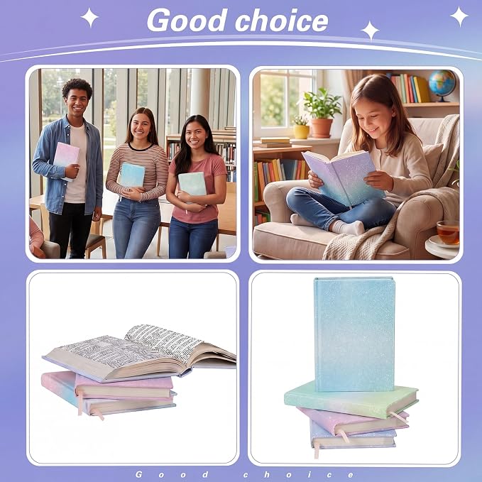Gilprop 6 Pack Stretchable Jumbo Book Covers, Colorful Covers for Textbook Protection and Care, Washable Reusable Protective for Paperbacks Hardcover Books (Gradient,Pastel,6-9inch)