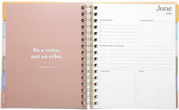 WORLD TRAVELER 2026 Planner Weekly and Monthly - 7'' x 8.75'' Hard Cover January December Spiral Daily Planner 2026 To Do List, Size 7X8.75, Multi Peach