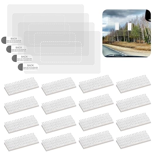 Gosknor EZ Pass/IPass/IZoom/SunPass Toll Tape, Including 16pcs Dual-Lock Adhesive Strips (8 Sets) & 4pcs Static Films Easy to Install & Swap Transponder Mounting Tag Peel and Stick Kit