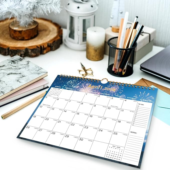 2026-2027 Wall Calendar - Includes January 2026 to June 2027, 18-Month Paper Wall Calendar 11 x 8.5 Inches.Thick Paper with Julian Dates and Block for New Year and Christmas Holidays To-dos ＆ Notes (H)