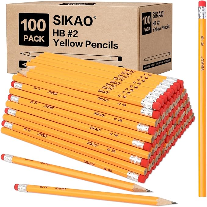 Number 2 Pencils - HB Wood Pencils for Kids Sketching & Drawing, Classroom Essentials (100 Pack Unsharpened)