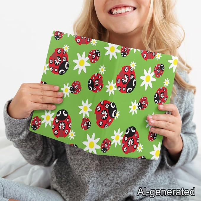 Dreaweet Ladybug Book Covers for Book Lovers Book Sleeve Stretchable Book Cover for Hardcover,Green Paperback Book Sox Book Sleeves 9" X 11" School Book Protector Pouch