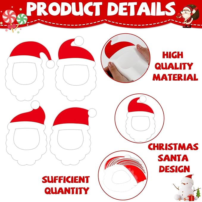 80Pcs Christmas Santa Claus Photo Cutouts Xmas Santa DIY Cutout Bulletin Board Christmas Santas Claus Paper Cut-Outs Classroom Decor for Photo Craft Classroom Home Xmas Winter Party Favor Supplies