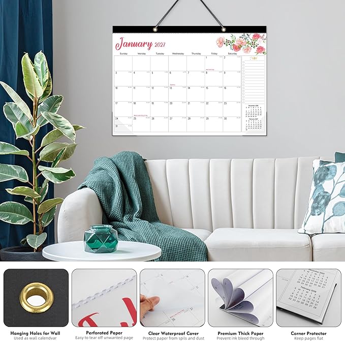 Tcamp 2026 Calendar - 18 Months Desk Calendar 2026-2027 from January 2026 to June 2027, Large 17" x 12" Wall Calendar with Julian Dates, Desk Planner for Home School Office Desktop, Christmas Gifts