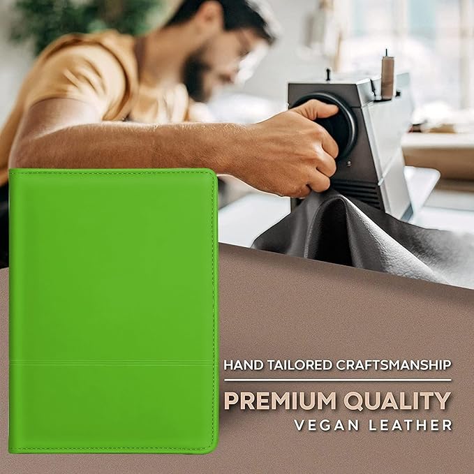 Classic Padfolio/Junior Portfolio Folder Case, Business A5 Binder Organizer Notepad for Men Women, 5 x 8 Writing Pad Included, Green