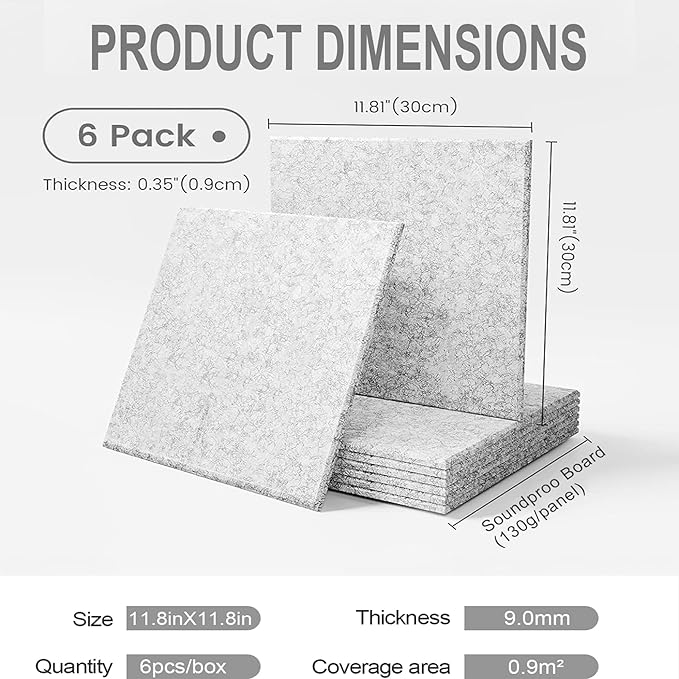 Chejiaye Vision Board for Photo&Pictures,Felt Message Wall Panel 6Pcs11.8"x11.8"Self-Adhesive,Removable Cork Board Bulletion&Poster Board for Office Classroom Decor Hanging File Folders,Silver Gray