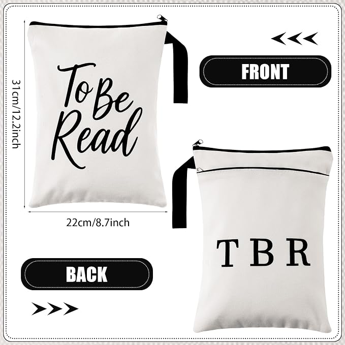 Feifeiya 2 Pcs Book Sleeves to Be Read Canvas Book Cover Pouches with Zipper Washable Front Pocket Gifts for Books Lover Reader Reading