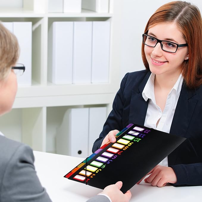 Shappy 12 Pocket Expanding File Folder with Rainbow File Folders Organizer Multicolored Pockets A4 Size Document Organizer for Students Offices(A4/Letter Size)