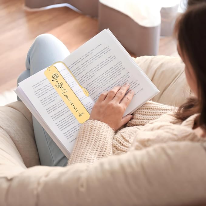 Personalized Bookmarks for Women Book Lover Custom Birth Flower Bookmark with Name Birthday Gifts for Reader Kids Cute Bookmarks for Mom Daughter Girlfriend Valentines Graduation Christmas Gifts