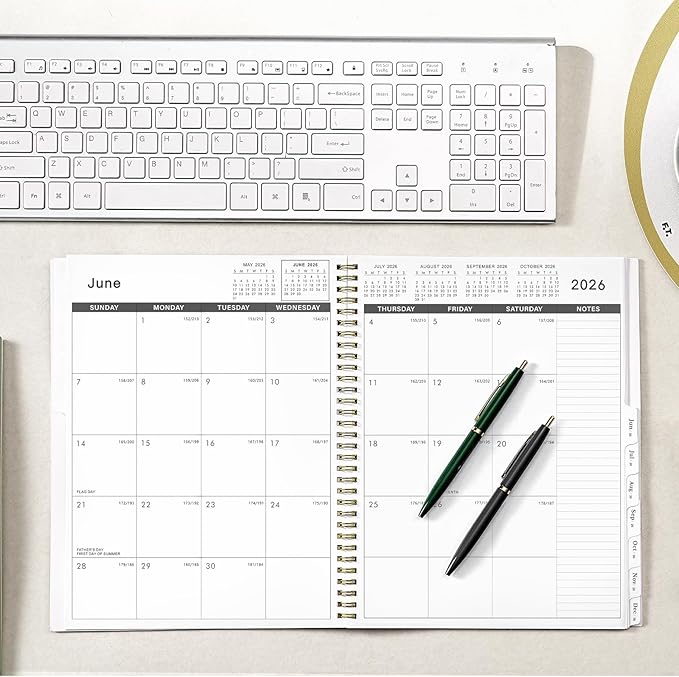 2026-2027 Monthly Planner - 2026 Monthly Planner, JAN. 2026 - DEC. 2026, 9" x 11", Tabs & Note Pages, Spiral Binding, Thick Paper, Back Pocket