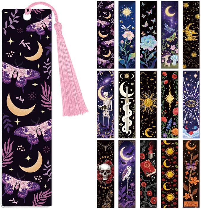 Peacoblue 30pcs UV DTF Bookmarks Transfer Stickers Wraps Occult Divination Elements for Women Men Reading, Waterproof Bookmarkers Decal(No Blank Bookmarks) for Acrylic Plastic Metal Blank Bookmark