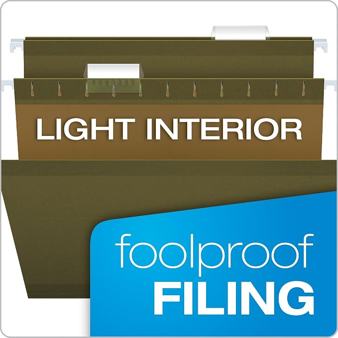 Pendaflex Reinforced Hanging Folders, Legal Size, Standard Green, 1/5 Cut, 25/BX (4153 1/5), (Pack of 10)