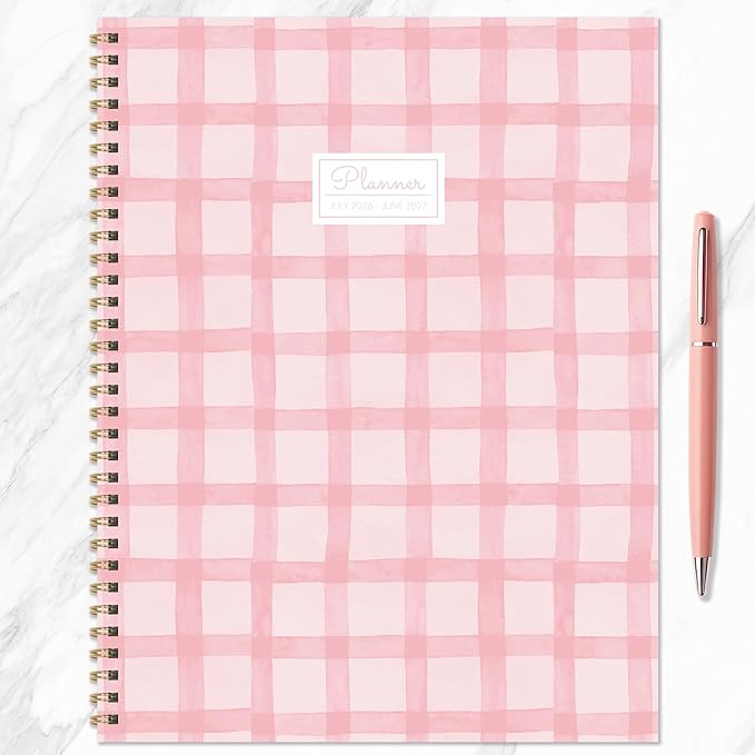 TF Publishing July 2026 - June 2027 Perfectly Pink Large Weekly Monthly Planner - 12 Month Academic Planner 2026-2027 with Durable Cover, Thick White Colored Paper, and Planning Stickers - 9in x 11in