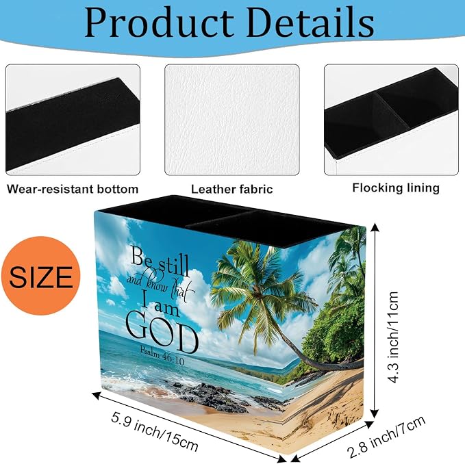 Pen Holder and Anti-Slip Mouse Pad Combination, Makeup Brush Storage Box, Tableware Storage Box, Suitable for Office and Home - Beaches and Palm trees