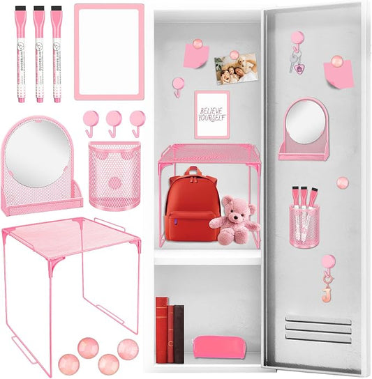 Denylo pro Pink Magnetic Locker Accessories Kit Include Back to School Essentials for Back to School Decorations Office Supplies