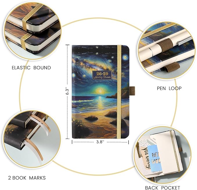 2026-2029 Pocket Planner - 3 Year Planner 2026-2029, July 2026 - June 2029, 6.3" x 3.8", Purse Calendar Planners 26-29, Monthly Pocket Calendar with 61 Note Pages, Pen Hold, Perfect Organizer for Purse