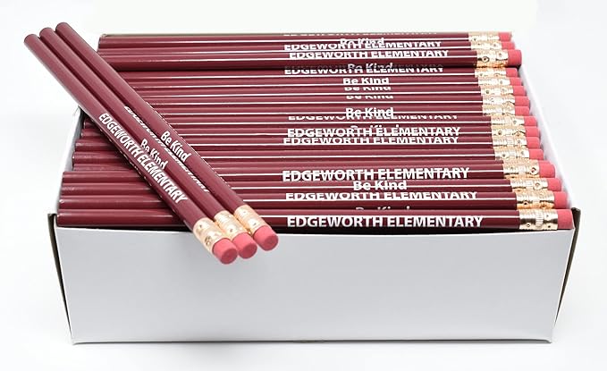 Pencil Guy Promotional Personalized Imprinted Burgundy Round Pencils.-1000 per box