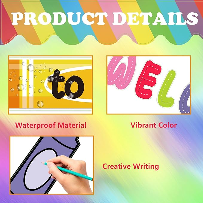 79Pcs Welcome Back to School Bulletin Board Classroom Decorations,Welcome to Our Pack Crayon Classroom Cutouts Wall Door Decor Chalkboard Sign for First Day of School Party