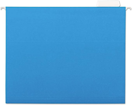 Universal 14116 Hanging File Folders, 1/5 Tab, 11 Point Stock, Letter, Blue, 25/Box
