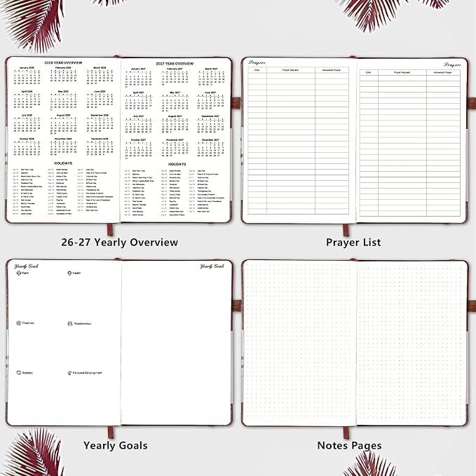 2026 Christian Life Organizer in Brown – 12-Month Bible Study Journal and Prayer Planner, Faith & Productivity Weekly Organizer, Christian Gifts for Men & Women