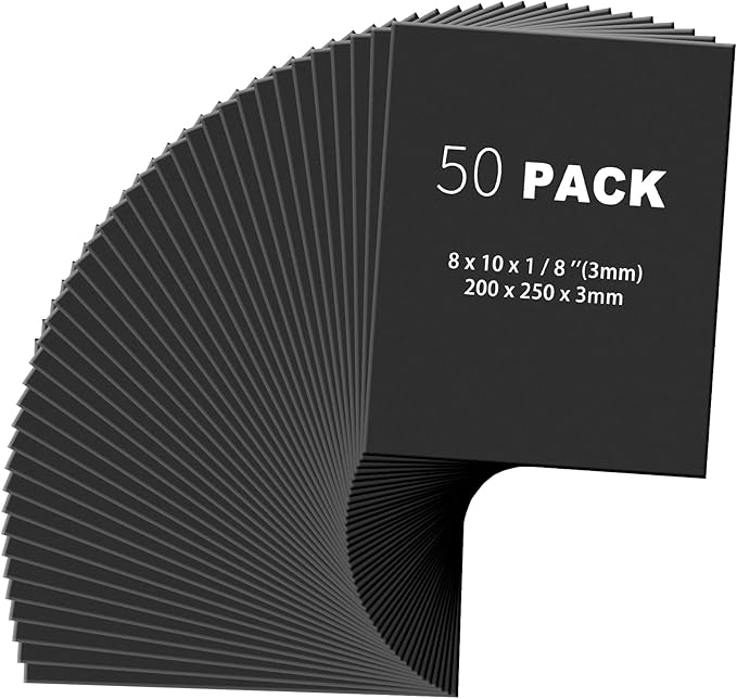 Frienda Foam Boards Thickness Foam Poster Boards for Presentation Board for School Crafts Office Art Projects(8 x 10 Inch,Black,50 Pack)