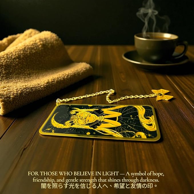 Anime Bookmark Gojo Satoru Metal Bookmark with Chain Japanese Style Manga Accessories Otaku Collectible Reading Gift Anime Gifts Gojo Gifts Book Lover Present Japanese Anime Merch (Moon)