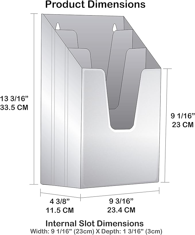 Acrimet Vertical Triple File Folder Holder Organizer, File Sorter (Plastic) (Solid Blue Color)