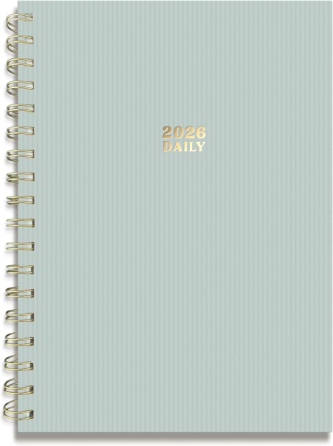 Sweetzer & Orange 2026 Planner – 6" x 8.25" Dated Daily, Weekly & Monthly Calendar Planner – January to December 2026 – Eucalyptus Design with Motivational Stickers, Gold Spiral & Sturdy Paper