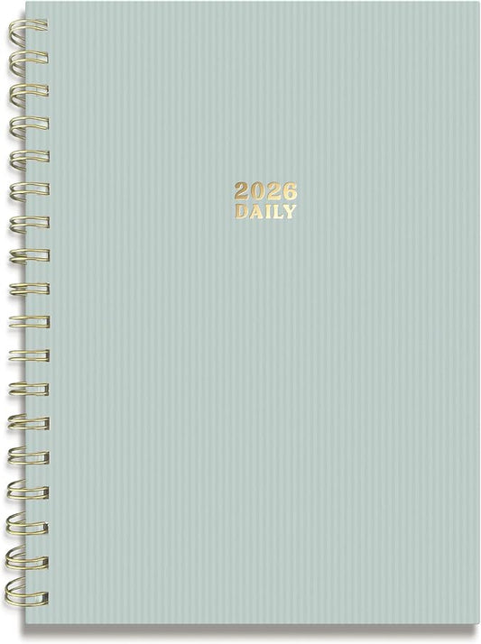 Sweetzer & Orange 2026 Planner – 6" x 8.25" Dated Daily, Weekly & Monthly Calendar Planner – January to December 2026 – Eucalyptus Design with Motivational Stickers, Gold Spiral & Sturdy Paper