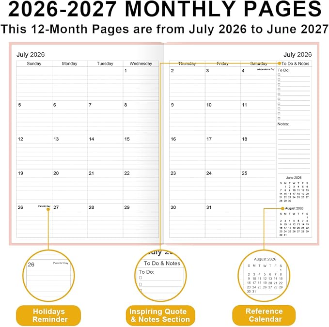 Planner 2026-2027 - 8.5'' × 11'' Weekly & Monthly Planner from July 2026 to June 2027, Large Planners 2026-2027 with Perfect Organizer, Hardcover, Inner Pocket, Pink