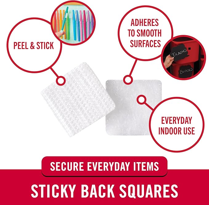 VELCRO Brand Mounting Squares | Pack of 32 | 7/8 Inch White | Adhesive Sticky Back Hook and Loop Fasteners for Home, Office or Crafting | Strong Secure Hold (90923)