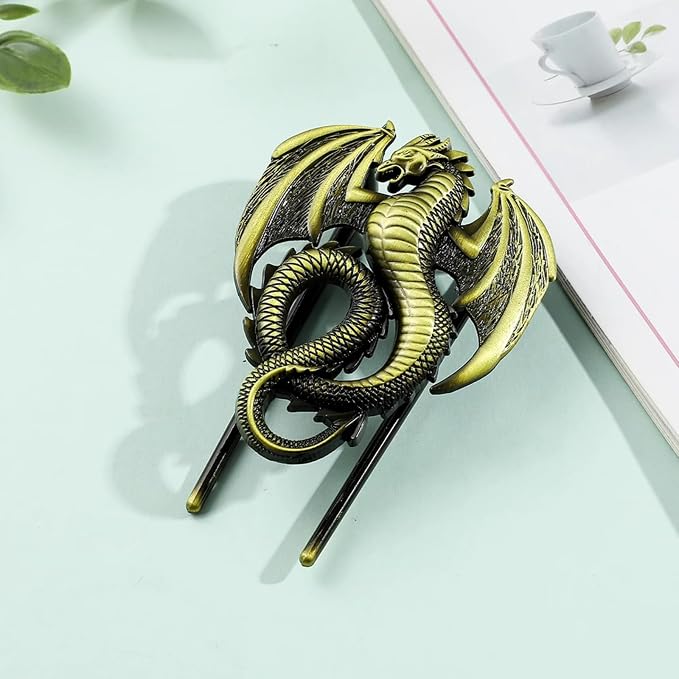 Dragon Bookmark,Metal Bookmarks,Journal Clip,Book Page Holder,Vintage Book Clip, Hold Journal Open While Writing and Free Your Hands, Gifts for Book Lovers, Readers, Writers (Dragon)