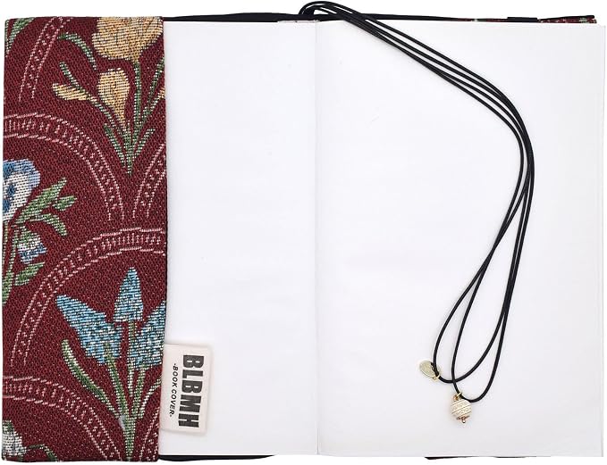 BLBMH 6x9 Bible Book Cover for Women, Non-Stretch Fabric Protector for Paperback, Soft Cloth Sleeve with Bookmark for Journals Notebooks | Privacy Reading Gift - WD Flower Red