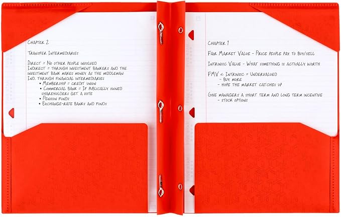 Five Star 2 Pocket Folder, Stay-Put Folder, Plastic Colored Folders with Pockets & Prong Fasteners for 3-Ring Binders, 8-1/2” x 11", Fire Red (72109) (Pack of 3)