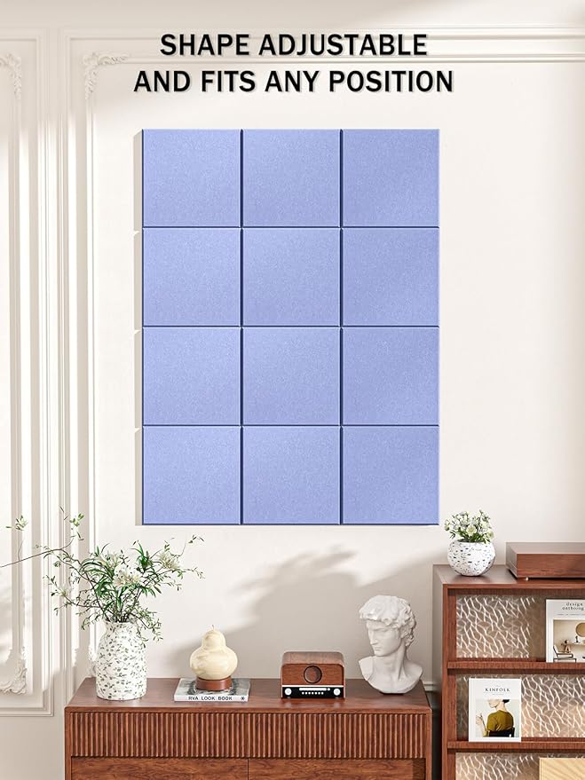 Hsurbtra Large Cork Board for Wall 47 x 36 Inch, 12 Pack Felt Bulletin Notice Board with Pushpins for Office Home School Farmhouse Wall Decor, Blue