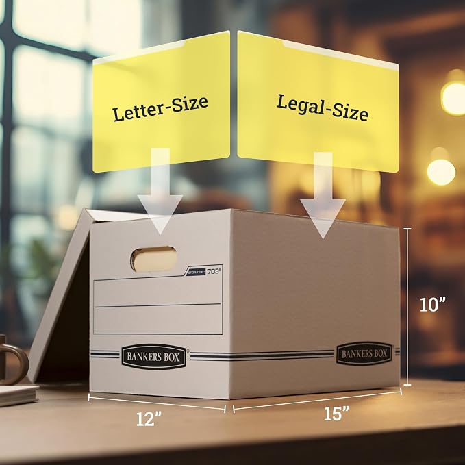 Bankers Box® Stor/File™ Standard-Duty Storage Boxes With Lift-Off Lids, Letter/Legal Size, 10" x 12" x 15", 60% Recycled