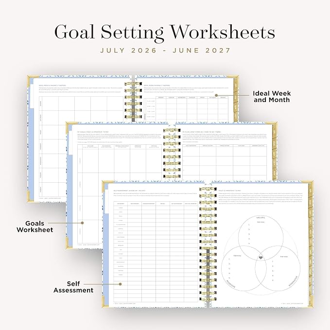 Day Designer 2026-2027 Daily Academic Year Planner Calendar, July 2026 - June 2027, 7.4" x 9.5", Glossy Laminated Cover, Wirebound, Laminated Tabs, Storage Pocket, Includes Stickers & Snap-In Ruler, Casa Bella