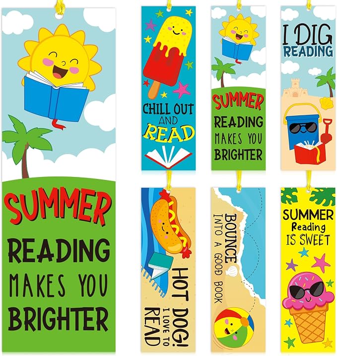 Skyygemm 60 Pcs Summer Reading Bookmarks Colorful Inspirational Reading Bookmarks End of Year Gifts for Back to School Gifts Prizes Party Favors