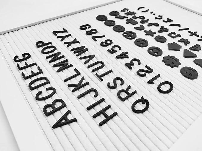 Felt Letter Board Letters Set, Pre-Cut 340pcs 7/8 inch(0.875") Black Letters Only(No Board Included)