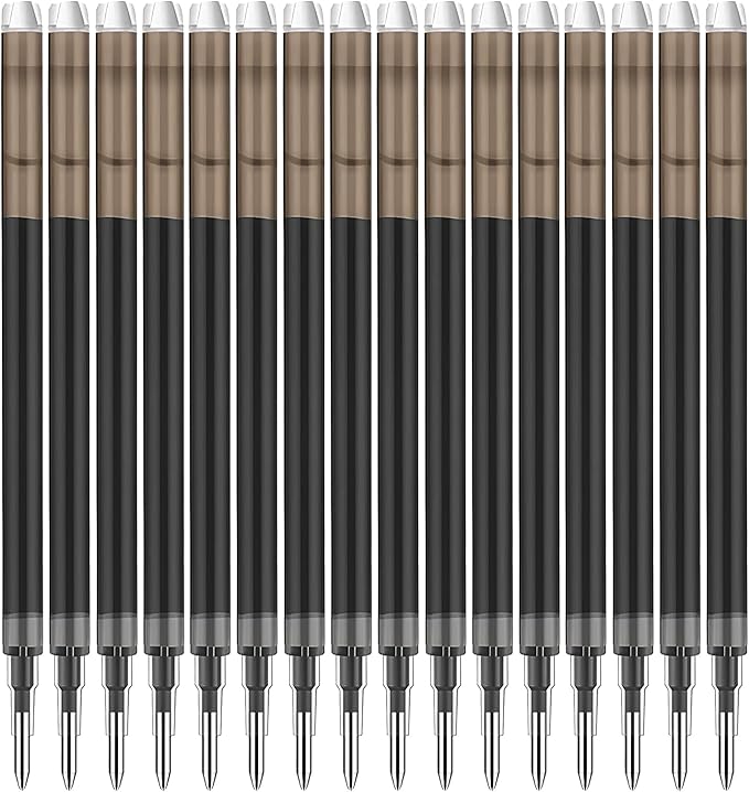 0.7 mm Erasable Gel Ink Pen Refills Compatible with Frixion Friction, Smooth Writing Multicolor Retractable Fine Point Pen Refill for School Office Home Art (Black, 16)