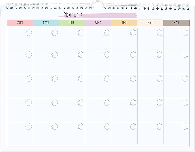 Blank Monthly Weekly Wall Calendar, Undated Monthly Planner Note Pad for Organizing Home Office 14.5"x 11.5"