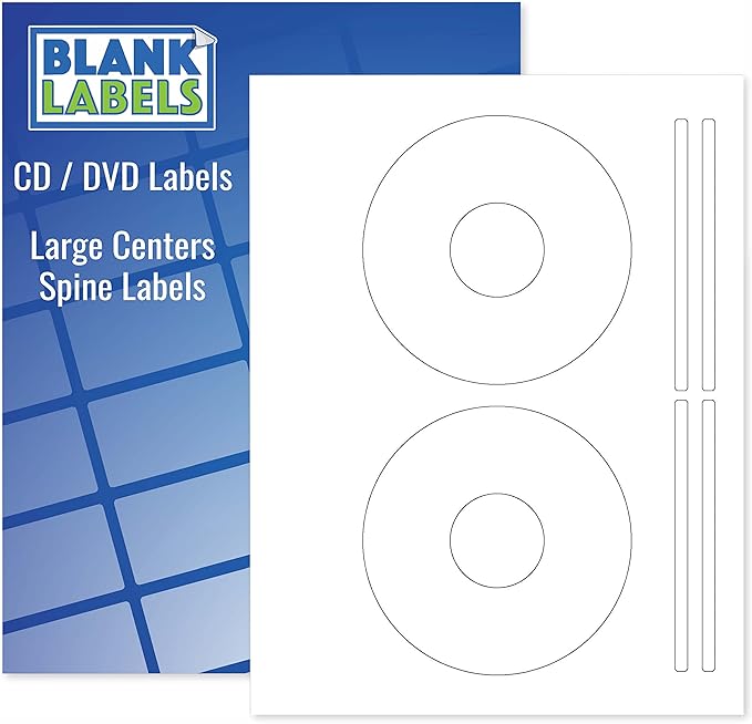 CD/DVD Photo Gloss Label Full Face | Qty 200 Disc, 400 Spine | 100 Sheets Total | Inkjet Compatible | 5931 & 8942 Template | Easy to Peel | Made in USA | Blank Label