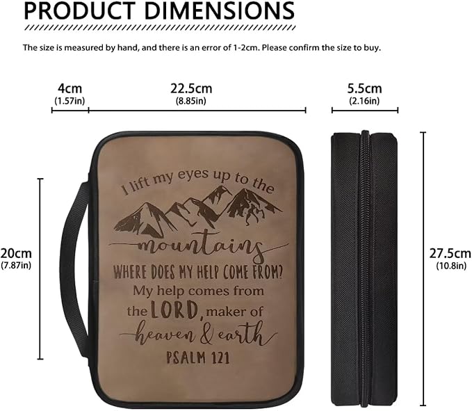 Psalm Mountains Print Bible Case Covers for Men Women,Bible Bag with Handle Study Supplies Accessories