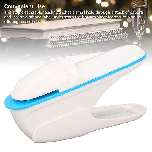 Garosa Stapleless Stapler No Staple Stapler for 8 Sheets Binding with Secure Hole Punch Design ABS Material, Compact for Office School Home Travel Use