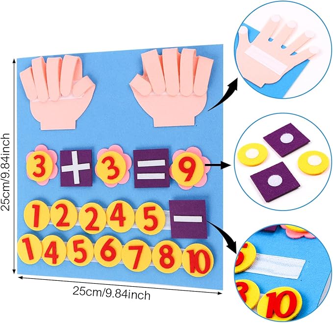 BENOSPACE Felt Board Finger Numbers Counting Toy Educational Learning Supplies Addition Subtraction Manipulatives Math Teaching Aids