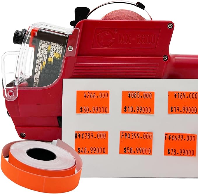 2-Line Price Labels: 20,000 Blank 10-Bit Pricing Tags for MX-6602, MX-6600, YH-689 & More Tag Guns (Orange Red)
